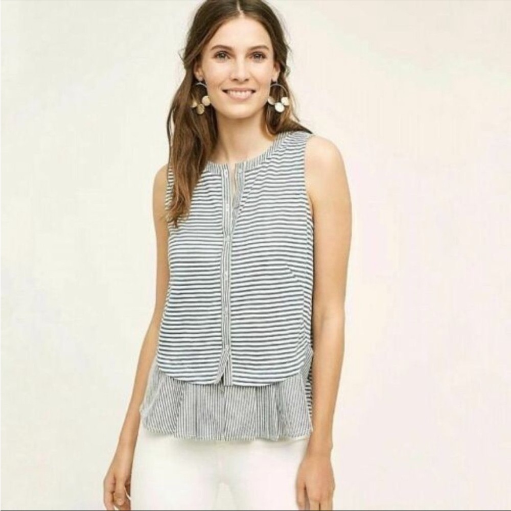 Anthropologie Meadow Rue Fenella Stripe
Tank Top Blue White Sz S